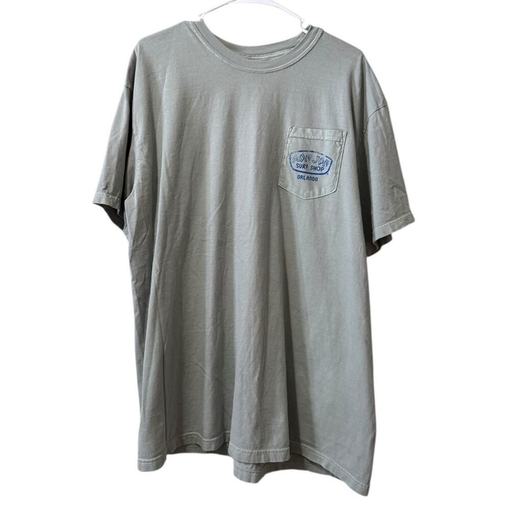 Ron John Surf Shop Men Size XL Grey T-shirt Short Sleeve Beach Vacation Preppy